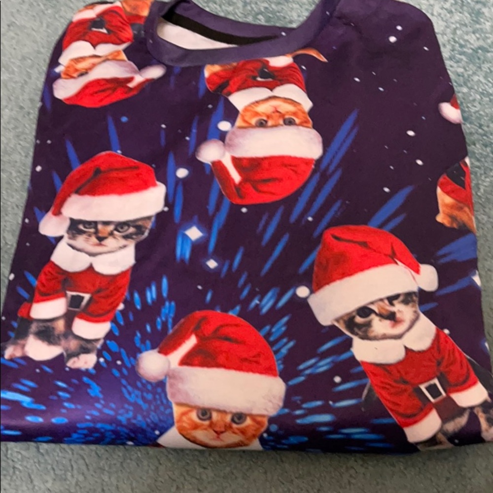 Santa cat long sleeve tee